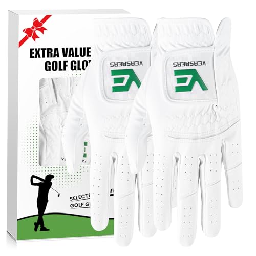 All Weather Grip Golf Gloves Men 2 Pack, Comfortable Microfiber G...