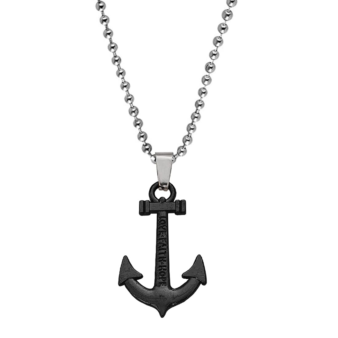 M Men Style Love Faith Hope Anchor Ship Wheel Nautical Black Zinc Metal Ship Pendant Necklace Chain for Men and Women (B09HNTWCXC) Amazon Price History, Amazon Price Tracker