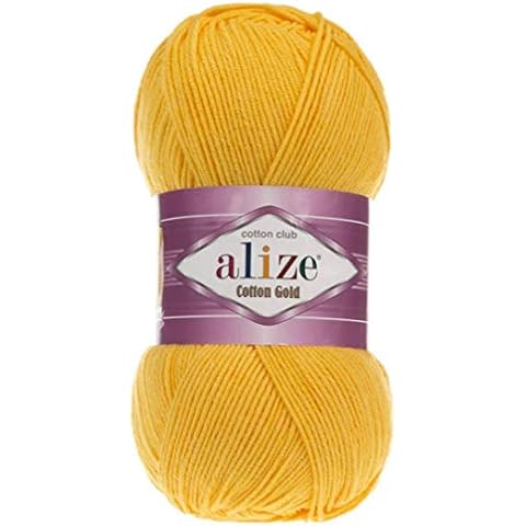 55% Cotton 45% Acrylic Alize Cotton Gold Yarn 1 Skein/Ball 100 gr 360 yds (216-Dark Yellow) Cover