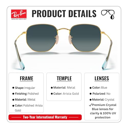 Image of Ray-Ban RB3548N HEXAGONAL FLAT LENSES Square-Round Shape Sunglasses for Men & Women with Official Eyewear Kit