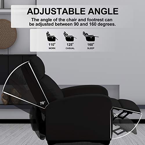 Sillón reclinable cuero PU negro confortable miniatura 7