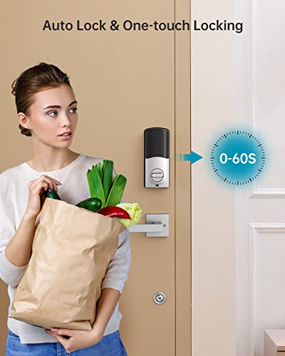 Fingerprint Front Door Lock Set - Heantle Keyless Entry Door Lock With Handle - Keypad Digital Electronic Deadbolt - Auto Lock - Ip63 Weatherproofing - Satin Nickel #TOP3