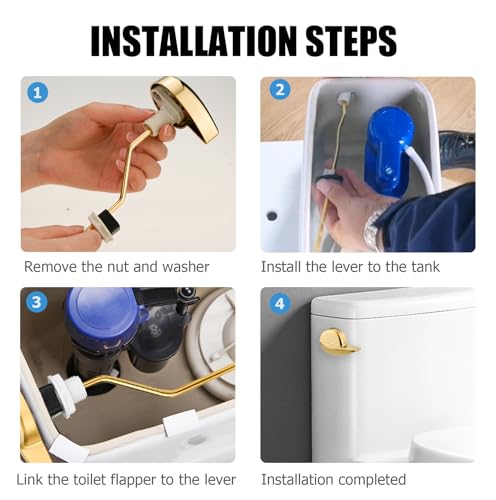 Image of Compatible with TOTO Toilet Handle Replacement Parts Kit, Universal THU068#CP Trip Lvr for St743S Side Mount Toilet Flush Tank Lever Handle for TOTO Kohler Toilet Tank, 1-Pack Shiny Gold