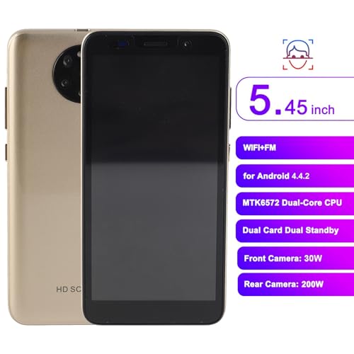 Annadue 5,45 Zoll HD Vollbild Mobiltelefon, 512MB+4GB Dual Card Dual Standby Smartphone, High Definition Kamera, Gesichtserkennung und Smartphone zum Entsperren von Fingerabdrücken.(Gold)