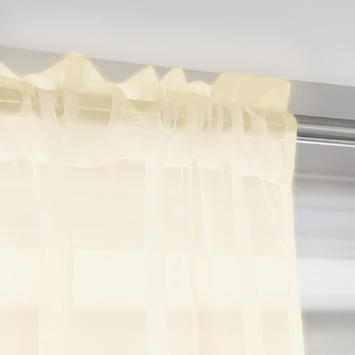 Tende Trasparenti In Voile Per Finestra – Colore Giallo Chiaro – 2 Pannelli 132x160 Cm – Tasca Per Asta 5 Cm – Per Soggiorno E Cucina