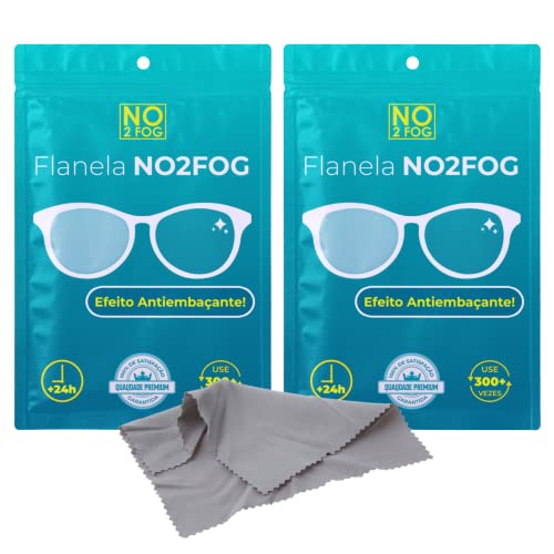 Kit 2 Flanela Antiembaçante Para Oculos e Viseira Efeito Duradouro Reutilizável Original NO2FOG