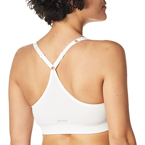 Jockey Women's Activewear Mid Impact Molded Cup Seamless Sports Bra, White, S #TOP2