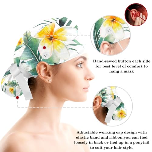 Image of Red Blooming Rose Flowers Black Working Cap with Scrunchy and Ribbon Tie for Women, Long Hair
