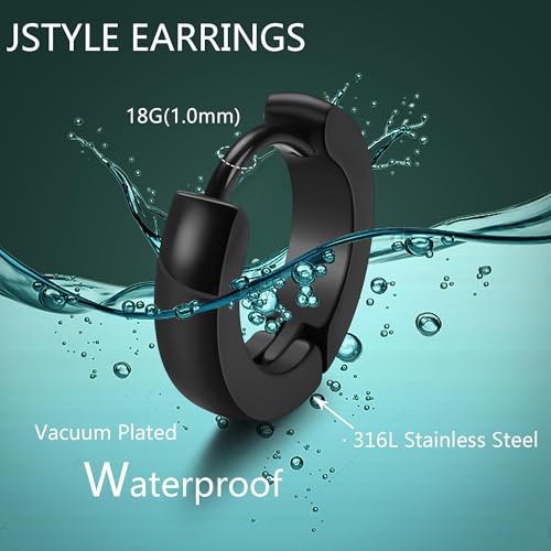 Jstyle 3Pairs Stainless Steel Mens Womens Hoop Earrings Huggie Ear Piercings Hypoallergenic 12/16/20mm2