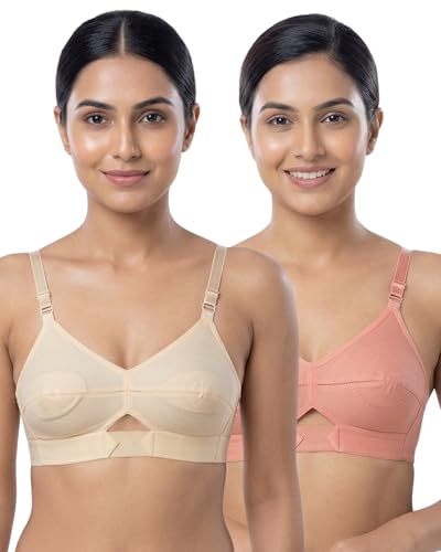 Image of Brida Sajini Women's Cotton Round Stitch Bra | Full Coverage | Single Layered | Non-Padded | Wireless | Saree Bra for Heavy Bust | Daily Use | Combo
