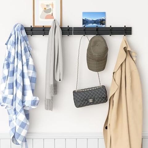 CLESOO Wall Mounted Coat Hooks with Shelf Cover