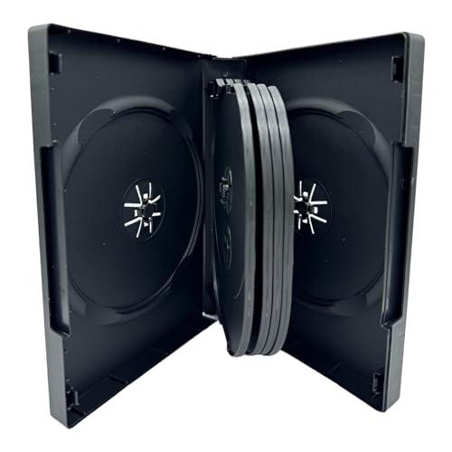 Dragon Trading Étui pour 10 CD/DVD/Blu-Ray avec tranche de 33 mm et pochette extérieure en plastique pour œuvres d'art Noir