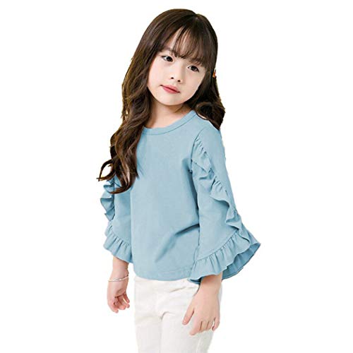 Image of Colorful Childhood Little Girls Ruffle Bat T Shirt Autumn Princess Girl Blouses Spring Tops