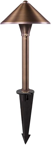 Miniatura 3 de VOLT Conehead - Mini luz de latón de 12 V (pantalla de 7 pulgadas, 15 pulgadas de alto) para iluminación de paisaje de bajo voltaje en caminos al