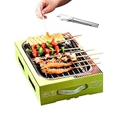 Bandeja para barbacoa al aire libre, juego de sartenes portátiles | Barbacoa antiadherente de acero inoxidable con cepillo de aceite y pinzas | Juego de utensilios de cocina antiadherentes para