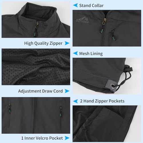 KIWI RATA Mens Casual Lightweight Outdoor Vest Summer Fishing Safari Travel Outerwear Vests Cargo Utility Jacket4