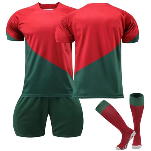 Genérico Equipacion Futbol Niño, Portugal Camisetas de Futbol Personalizables con Nombre y Número Camisetas de Equipación Incluye Camiseta, Pantalones Cortos y Calcetines