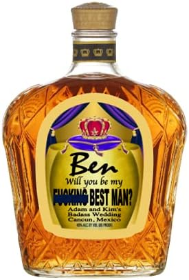 Set of 4 Be My Groomsman Best Man F*cking Vulgar Cursing Canadian Whiskey Labels Stickers Groomsman Gift Be My Wedding Personalized Funny