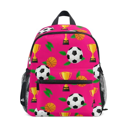 Sinestour Soccer Basketball Pink Toddler Backpack Kindergarten Preschool Backpack for Toddler Boys Girls Bookbag
