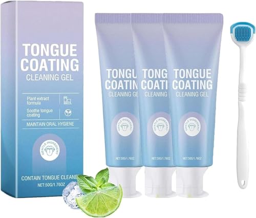 Gel raspador Lingual, Gel Limpiador Lingual con Cepillo, frescura Duradera, Reduce el Mal Aliento