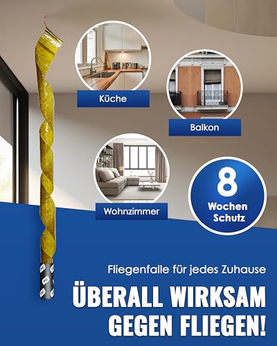 PIC Fliegenfänger 16x – Fliegenfalle Innenbereich ohne Chemie – Fliegenfänger Klebestreifen & Fliegenband – Fliegenfalle Klebefalle gegen Fliegen in der Wohnung – ohne Einsatz von Fliegenspray