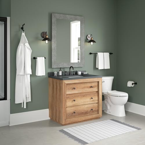 Delta Saylor 2-Piece Bathroom Set with 8 in. Hand Towel Holder and Toilet Paper Holder | Matte Black Bathroom Accessories | Bathroom Hardware Set