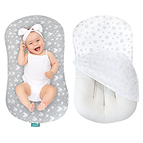 Image of Baby Lounger Cover 2 Pack Snug Fit Organic Lounger Infant Floor Seat, 100% Jersey Cotton Skin-Friendly & Breathable for Baby Nest, Machine Washable Newborn Essentials