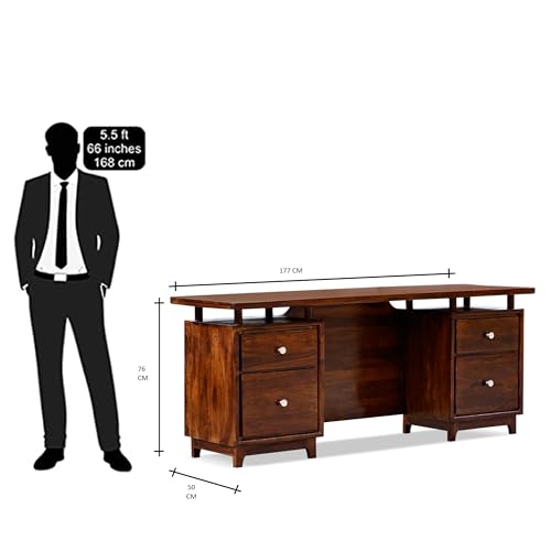 Image of Solid Sheesham Wood Study Table for Adults | Computer Table for Home | Wooden Writing Desk | Office Table for Office Work | Work from Home Table with 2 Drawers (3)