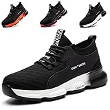  SROTER Zapatos de Seguridad para Hombres de Acero con Puntera Mujer Zapatillas de Seguridad Trabajo Deportivas Ligeras e Industriales Negro Blanco 43 EU