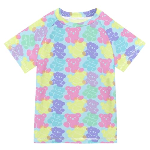 ALAZA Boys Rash Guard Swimming Shirt for Boys Short Sleeve Bear Silhouette UPF 50+ 5-6T