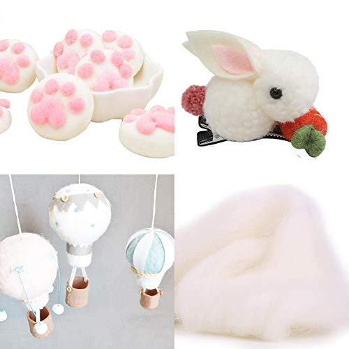 Filzen Wolle, 250g/8.82oz Roving Wool, Nadelfilz Wolle, Weiche Filzwolle Märchenwolle mit Box für Nadelfilzen, Woll-Roving, Faser-Roving-Woll-Oberteil,Trockenfilzen Spinnen Handwerk