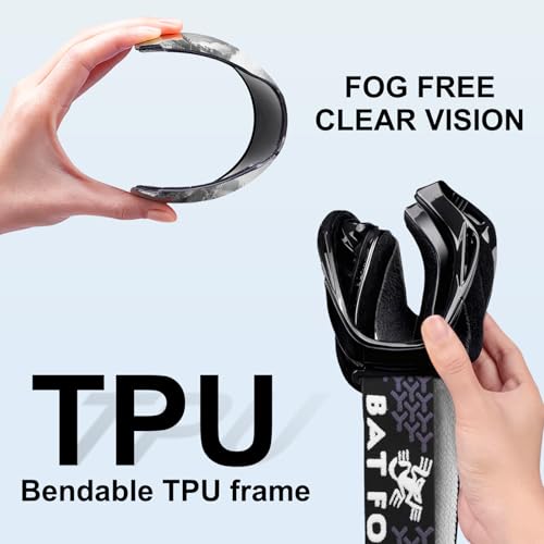 Image of BATFOX Dirt Bike ATV Goggles Motorcycle Glasses Riding Motocross 4-Wheeler MX DH Accessories for Men Women Youth UV Protection Safety Dust-Proof Anti-Slip Strap(Clear-Black)