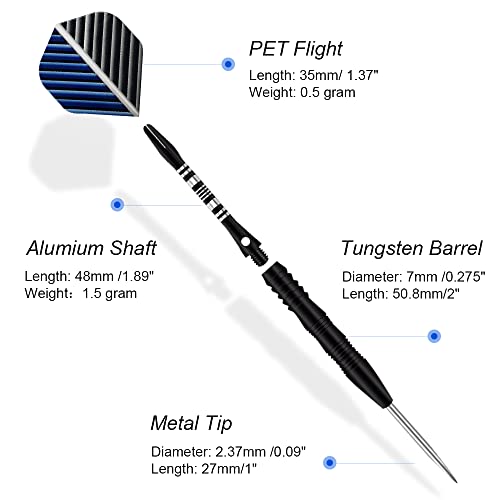 Wakefa Professional Steel Tip Darts: 24G 90% Tungsten Darts Metal Tip Set For Dartboard Inchluding 3 Pack Dart Set+ Extra 3 Aluminum Shafts+ Extra 3 Flights + Magnetic Case For Adults(24G Darts) #TOP2