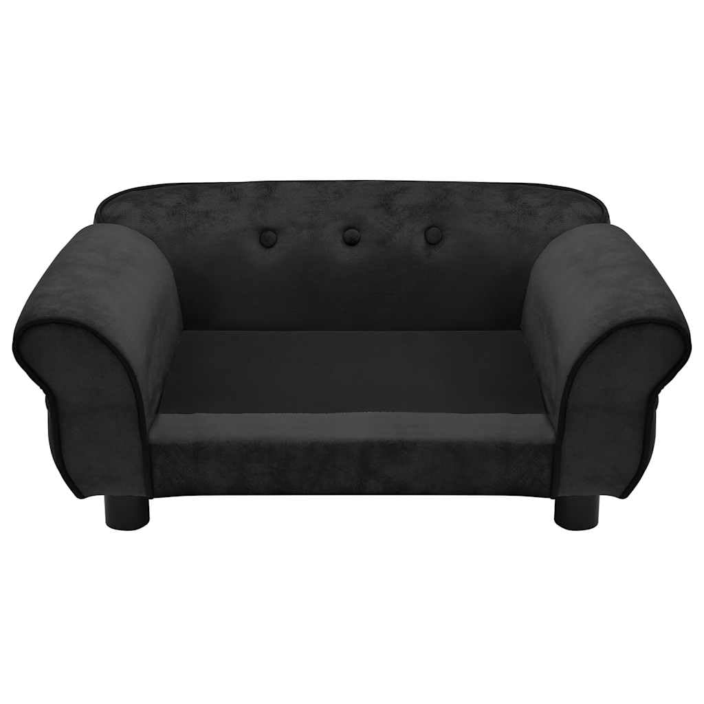 Sofa dla psa czarna 72 x 45 x 30 cm pluszowa z drewnianą ramą