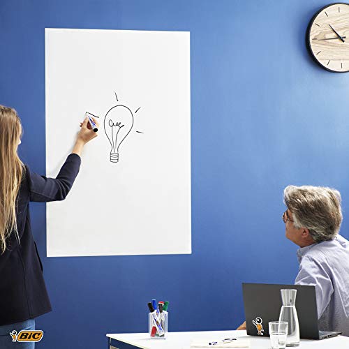 BIC Velleda Rollo Pizarra Blanca Adhesiva, 100x200cm, Óptimo para material escolar,Fácil de Cortar para Ajuntarse a Cualquier Espacio, 1 Rollo