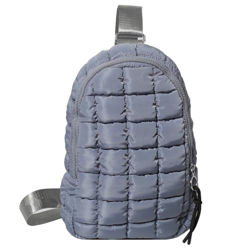 Marsupio trapuntato da donna alla moda con tracolla regolabile borsa a per viaggi allaperto grigio 12.6x7.87x3.15inch alla moda