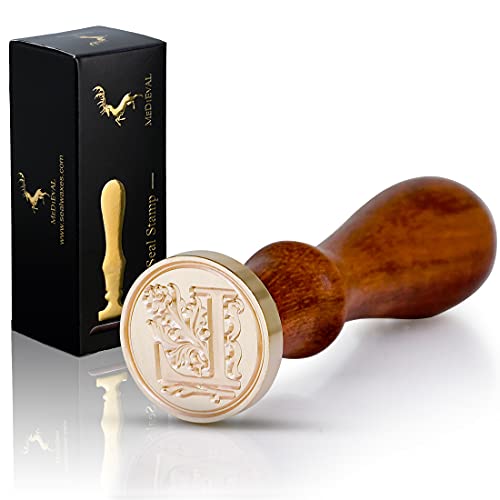 image for TELOSMA Initial Alphabet Wax Sealing Stamps, Brass Head Wooden Handle,