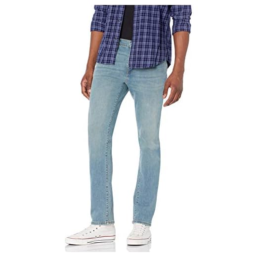 Amazon Essentials Vaqueros Ajustados - Colores interrumpidos Hombre, Azul Claro Vintage, 32W / 30L