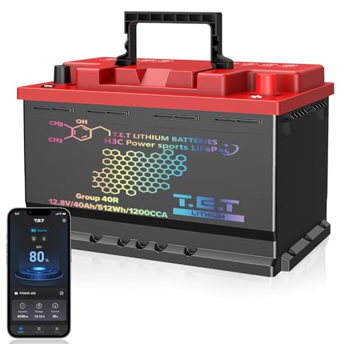 TET Lithium Car Battery BCI 40R 12.8V 40Ah 1200CCA