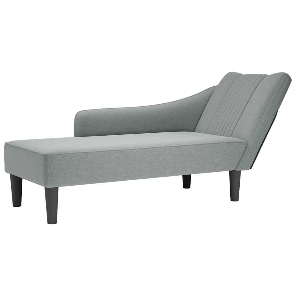 Szezlong z prawym podłokietnikiem, jasnoszary, materiał 140 x 56 x 66 cm, komfortowy leżak relaksacyjny z bardzo elastyczną pianką, do salonu, sypialni, biura, salonu i pokoju gościnnego