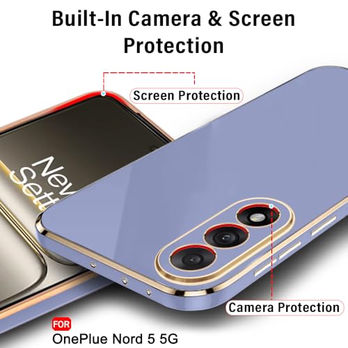 Image of TheGiftKart Luxurious Golden-Plated Back Cover Case for OnePlus Nord 5 5G | Raised Lips for Camera & Screen Protection | ShockProof Design | Stylish Back Case for OnePlus Nord 5 5G (TPU, Greyish Blue)