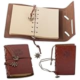 PARENCE. Vintage-Retro-Reisenotizbuch 15x10 cm – Tagebuch und Notizbuch in Eco-Leder – Nachfüllringordner – Kompaktgröße – Braun