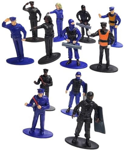 Free Standing Blue and Black Toy Police Figures (2.5