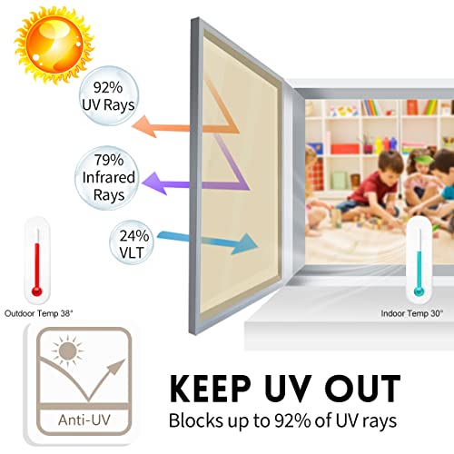 Image of KESPEN Window Film One Way Daytime Privacy Static Cling Sun Blocking Anti UV Reflective Window Tint for Home and Office, Gold-Silver, 17.5 Inch X 6.5 Feet