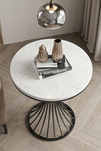 Image of Furniture Cafe Modern Coffee Table for Living Room Center Table Home Decor Round Side Table Space Saving Furniture, Table Top Sturdy Metal Frame Wood Desk Centerpiece Bedroom (Black /White)