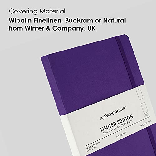 Image of myPAPERCLIP Limited Edition A5 Plain /Unruled Notebook | 192 Pages, 100 GSM, Soft Cover, A5 (5 .83 x 8.27 in) | Flat Lay Design | Bookmark, Elastic Closure | Amethyst