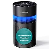 SereneLife Portable Air Purifier - Small Air Purifier with Aroma Box & Ambient Light, High Filtration Efficiency, 2-Speed, Timer & Sleep Mode, Filter Change Reminder, 6 x 6 x 12 in. (Black)