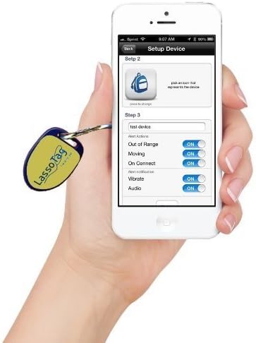 LassoTag iBeacon – Yellow: Bluetooth Low Energy (BLE) Tracking Beacon making Valuables Smarter for iOS / iPhone / iPod / iPad.