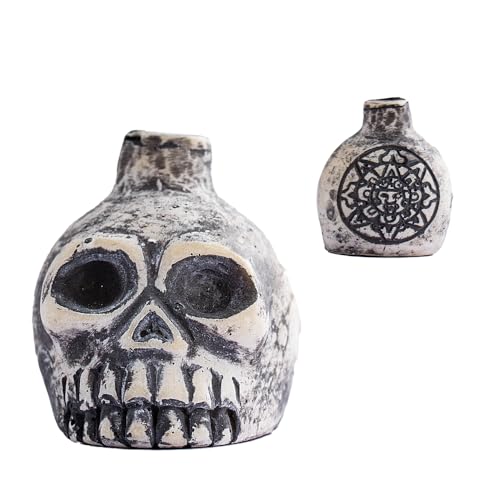Aztec Skull Whistle - Creepy Loud Human Scream War Death Sound, High Decibels (Small, White)