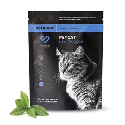 Peticare Polvere per articolazioni e Anca per Gatto | con MSM di Alta qualità, collagene | Rafforza Le Ossa | Alta accettazione: Senza compresse | Alimento complementare Naturale - petCat Health 3502